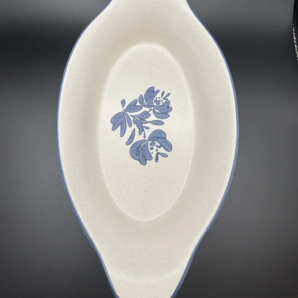 Pfaltzgraff Yorktowne Stoneware Au Gratin Dish Number 265 USA Vintage White Blue - Picture 10 of 13